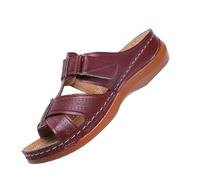 Womens Sandals Slope Heel Thick Sole Hollow Slippers For Women's Large Casual Pedal Sewn Slope Heel Stripe Cool Slippers