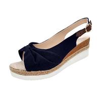 Women's Sandals Summer Chic Wedges Sandal Women's Summer Chic And Comfortable Sandal, 2026 New Elegant Butterfly Bow Sandal Sandal Ankle Strap Bare Feet Platform Sandals Open Toe Slide, blue, 9.5 UK