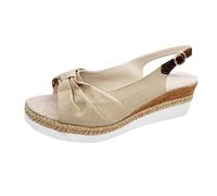 Women's Sandals Summer Chic Wedges Sandal Women's Summer Chic And Comfortable Sandal, 2026 New Elegant Butterfly Bow Sandal Sandal Ankle Strap Bare Feet Platform Sandals Open Toe Slide, White., 2 UK