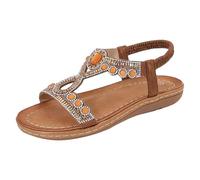 Women's Sandals Summer Comfortable Sandals Women Platform Sandals with Rhinestones Chunky High Heel Comfortable Suitable for Parties and Holidays Sexy Square Toe Summer Shoes for Women, brown, 8.5 UK