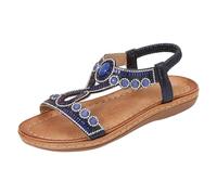 Women's Sandals Summer Comfortable Sandals Women Platform Sandals with Rhinestones Chunky High Heel Comfortable Suitable for Parties and Holidays Sexy Square Toe Summer Shoes for Women, navy, 8.5 UK