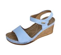 Women's Sandals Summer Comfortable Sandals Women Platform Wedge Sandals Lightweight Summer Strap Sandals Casual Holiday Sandals with Heel that Increase Height Retro Resort Shoes Sandals Women, sky