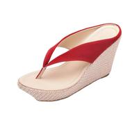 Women's Sandals Summer Comfortable Sandals Women's 9 cm High Bohemian Beach Sandals with Block Heel Toe Separator Design and Toe Post Basic