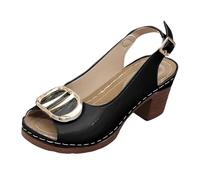 Women's Sandals Summer Comfortable Summer Shoes 10th Women's Thick Heel Fish Mouth High Heels Fashionable Leather Outer Wear Spring and Summer Casual Sandals (German Translation) Platform Sandals