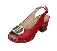 Women's Sandals Summer Comfortable Summer Shoes 10th Women's Thick Heel Fish Mouth High Heels Fashionable Leather Outer Wear Spring and Summer Casual Sandals (German Translation) Platform Sandals