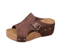 Women's Sandals Summer Platform Wedge Sandals, Open Toe for Women, Casual, Elegant Summer Shoes, Traditional Shoes, Braided Elegant Wedge Sandals for Outdoor, Holiday, Leisure and Everyday Use, brown