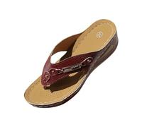 Women's Sandals Summer Platform Wedge Sandals, Open Toe for Women, Casual, Elegant Summer Shoes, Traditional Shoes, Braided Elegant Wedge Sandals for Outdoor, Holiday, Leisure and Everyday Use, Wine