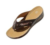 Women's Sandals Summer Platform Wedge Sandals, Open Toe for Women, Casual, Elegant Summer Shoes, Traditional Shoes, Braided Elegant Wedge Sandals for Outdoor, Holiday, Leisure and Everyday Use, coffee