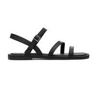 TOMS Women's Kira Flat Sandal, Black Leather, 7.5 UK