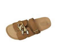 Women's Sandals Wave Sole Non-Slip PU Leather for Beach and Relax, brown, 9.5 UK