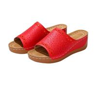Women's Sandals Wedge Heel Lazy Slippers Easy Wear Beach Sandals Open Toe Non Slip Shower Shoes Indoor Outdoor Footwear Suitable for Bathroom Pool Beach Holiday Red