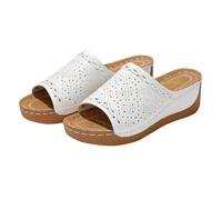 Women's Sandals Wedge Heel Lazy Slippers Easy Wear Beach Sandals Open Toe Non Slip Shower Shoes Indoor Outdoor Footwear Suitable for Bathroom Pool Beach Holiday White
