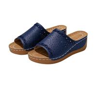 Women's Sandals Wedge Heel Lazy Slippers Easy Wear Beach Sandals Open Toe Non Slip Shower Shoes Indoor Outdoor Footwear Suitable for Bathroom Pool Beach Holiday Navy
