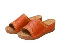 Women's Sandals Wedge Heel Lazy Slippers Easy Wear Beach Sandals Open Toe Non Slip Shower Shoes Indoor Outdoor Footwear Suitable for Bathroom Pool Beach Holiday Orange