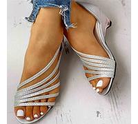 Women's Sandals Wedge Ladies Sandals Summer Shoes Platform Comfort Open Toe Casual Sandal Casual Women's Flip-Flop Lightweight Fashion Anti Slip Shoe,Silver,38