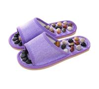 Womens Sandals Wide Fitting Foot Massage Slippers, Pebble Stone Sandal Acupuncture Feet Relax Shoes Mat Relaxer Non Slip Slides Health Care for Parents Women Men Indoor and Outdoor Slipper Purple