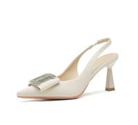 Women's Sandals with 3-Inch Stiletto Heel - Pointed Toe Pumps 7.5cm for Small Feet - Perfect for Vacations, Weddings, and Date Nights,White,5 UK