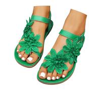 Women's Sandals with Arch Support Elegant Casual Shoes for Beach Everyday Boho Sandals with Elastic Ankle Strap Airy Summer Shoes for Jeans Skirts Comfortable Slip On Models, Green, 7 UK