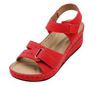 Women's Sandals with Arch Support Footbed Comfortable Orthopaedic Hiking Sandals Beach Shoes Ankle Boots Summer Shoes for Women Summer Shoes with Heel Toe Separator, red, 6 UK