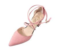 Women's Sandals with Heel Closed Wedding Shoes Strappy Pumps Dance Shoes High Heels Dress Shoes Mary Jane Low Shoes Ballerina Evening Shoes Party Sandals Summer Shoes Strappy Sandals, pink, 8 UK