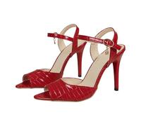 Women's Sandals with Heel, Elegant Heel Shoes, Comfortable Stiletto Heel, Casual Sandals, Breathable, Lightweight Heel Sandals, Fashionable Outdoor Sandals with Adjustable Buckle Strap, red, 5 UK