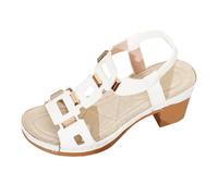 Women's Sandals with Heel - Elegant Pumps Outdoor Summer Sandals Slingback Sandals Comfortable Slippers Breathable Heel Sandals for Hallux Valgus Casual Shoes with Comfort Footbed, White, 10 UK