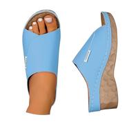 Women's Sandals with Heel, Fashionable Plain Wedge Sandals, Fish Mouth Design, Hollow Beach Shoes, Platform, Beautiful Shoes, Elegant Casual Beach Sandals, sky blue, 9 UK