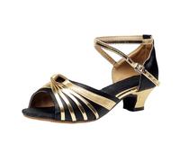 Women's Sandals with Heel, Latin Dance Shoes, Elegant Sandals, Block Heel, Comfortable Open Toe Separators, Non-Slip Summer Shoes for Party, Wedding, Training & Performances, A Black 2, 8.5 UK