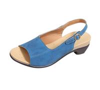 Women's Sandals with Heel, Outdoor Sandals with Adjustable Buckle Strap, Open Toe Summer Shoes, Block Heel Sandals, High Heels, Breathable, Comfortable Sandals, lightblue, 8 UK