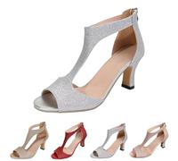 Women's Sandals with Heel Summer Comfortable Hallux Valgus High Heels Shoes Open Slingback Pumps Elegant and Comfortable Sandals Bridal Shoes Wide H Sandals & Slides Heel Shoes Summer Shoes, silver, 8