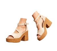 Women's Sandals with Heel Summer Hallux Valgus High Heels Shoes Summer Shoes Open Slingback Pumps Elegant Sandals Heel Shoes Wedding Sandals and Slides Dance Shoes, beige, 4 UK