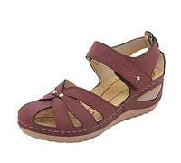 Women's Sandals with Heel, Summer Leisure Sandals, Orthopaedic Sandals, Flat Sandals, Mules with Footbed with Soft Footbed, Bathing Sandals, Slingback Sandals, Wine Red, 9 UK
