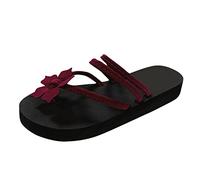 Women's Sandals with Heel, Summer Leisure Sandals, Orthopaedic Sandals, Platform Sandals, Trekking Sandals with Two Bands, Beach Shoes, Sandals, Slides for Women, Wine Red, 7 UK