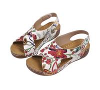 Women's Sandals with Heel Summer Wide Feet Open Slingback Pump Sandals Orthopaedic Breathable Flat Shoes Sports Beach Women's Shoes Exquisite Women's Sandals, White, 6 UK