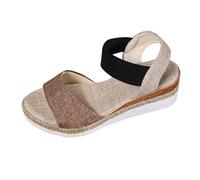 Women's Sandals with Heel - Wedge Sandals Women's Strappy Sandals High Heels Pumps Wedge Heel Women's Shoes Elegant and Comfortable Dress Shoes Sling Pumps Heel Shoes Wedding Shoes, Hell Ashy, 4 UK