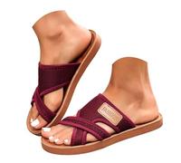 Women's Sandals with Strap Mesh Inserts, Stylish, Comfortable Leisure Slippers, Suitable for Indoor and Outdoor Use, Perfect for Clinic Shoes, Women, Soft Insoles, Elegant Summer Slippers, Wine Red