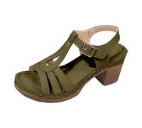 Women's Sandals with Toe Separation Comfortable Middle Heel Versatile Daily Wearable Spring Summer Buckle Closure Ideal for Trousers Dresses, Elegant Flip Flops Girls Outdoor, Army Green, 9 UK