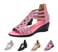 Women's Sandals with Wedge Heel - Dance Shoes Bohemia Evening Shoes Elegant Comfortable Summer Sandals Hollow Party Shoes Opaque Breathable Wedge Sandals Peep Toe Beach Shoes for Prom Wedding, pink, 6