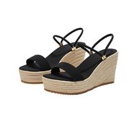 Women's Sandals with Wedge Heel, Espadrilles Elegant Bohemia Platform Sandals Comfortable Soft Wedge Sandals Casual Summer Shoes Non-Slip Beach Sandals with Heel Comfort Casual Shoes, black, 5 UK