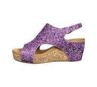 Women's Sandals with Wedge Heel - Glitter Casual Platform Sandals Fish Mouth Peep Toe Sandals Hollow Thick Platform Sandals Elegant Summer Shoes Roman Sandals High Heels with Sequins, purple, 8.5 UK