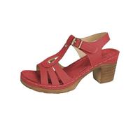 Women's Sandals with Wedge Heel, Mules Heel Sandals, Soft Leather Slippers, Platform Summer Shoes, Breathable Casual Shoes, Adjustable Buckle Slippers, Non-Slip Women's Sandals, red, 5 UK