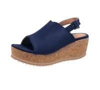 Women's Sandals with Wedge Heel Open, Espadrilles Adjustable Slingback Wedge Sandals Wide H Platform Sandals, Elegant Lightweight Beach Sandals Comfortable Soft Summer Shoes for Everyday Use, navy, 7
