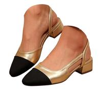 Womens Sandals Women's Backless Elegant Square Toe Ballet Shoes Low Heeled Dress Shoes Suitable For Business Casual Settings Commutes Weddings And Parties Water Women (Gold, 7.5)
