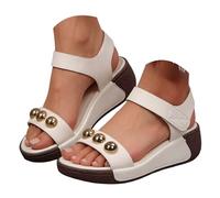 Women's Sandals Women's Comfortable Sandals, Women's Summer Sandals Single Strap Non-Slip Adjustable Padded Insole Synthetic Open Toe Elegant Trend 2026 For Beach, white, 8 UK
