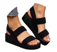Women's Sandals Women's Comfortable Sandals, Women's Summer Wedge Comfortable Thick Sole Breathable Lightweight Cushioning for Beach Holiday Elegant Style Minimalist Trend Versatile, Black/White, 8.5