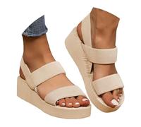 Women's Sandals Women's Comfortable Sandals, Women's Summer Wedge Comfortable Thick Sole Breathable Lightweight Cushioning for Beach Holiday Elegant Style Minimalist Trend Versatile, khaki, 8.5 UK