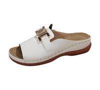 Women's Sandals Women's Summer Strappy Sandals Women's with Heel Sandals Closed Front Leather Sandals Summer Wide Feet High Heels Sandals with Fastening for Party and Evening, White, 10 UK