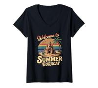 Womens Sandcastles in The Summer V-Neck T-Shirt