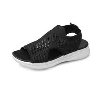 Womens Sandles Ladies Sandals Trainers Orthotic Hessian Wedge Memory Foam Slingback Mid Heels Fashion Espadrille Ankle Strap Summer Shoes for Women Wide Fit Leather Mules Black-E Size 4