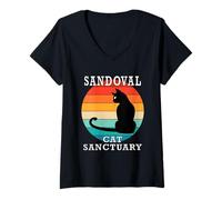 Womens Sandoval Cat Sanctuary Group Family Reunion Name V-Neck T-Shirt